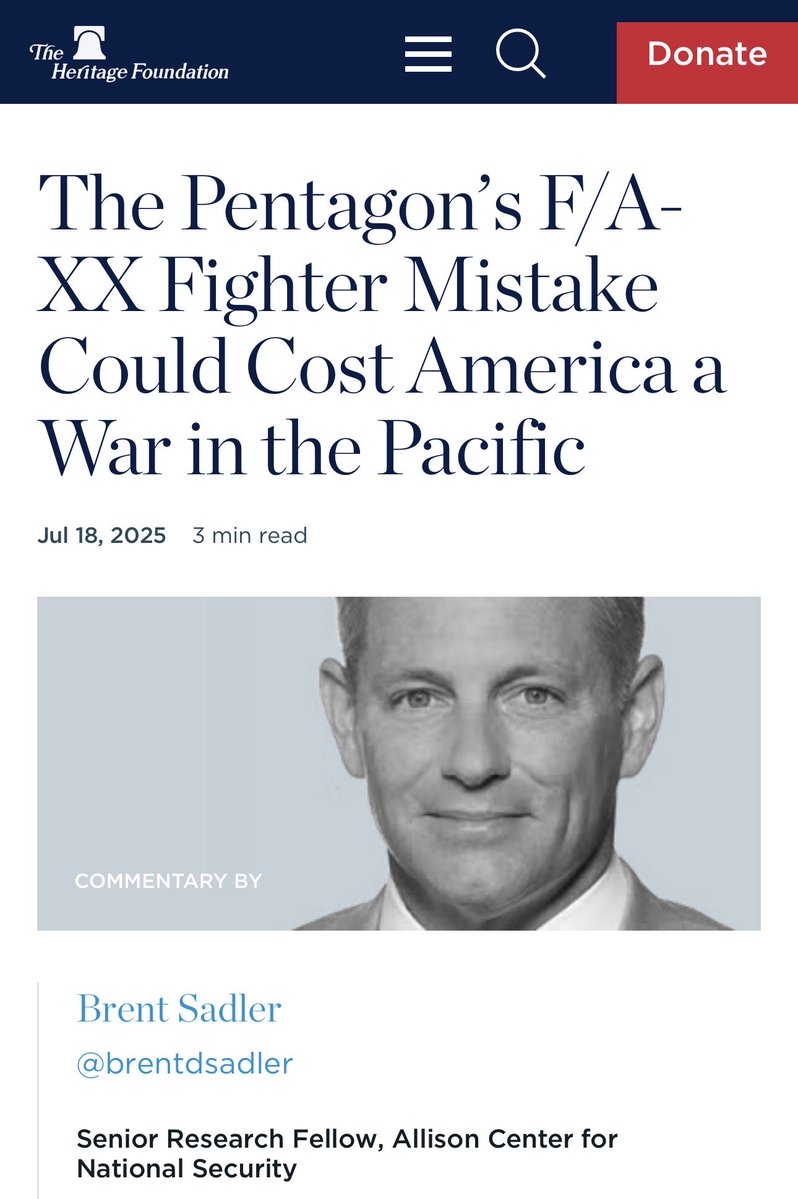 brentdsadler's tweet image. I hope range a deciding factor in picking Navy’s next fighter…
breakingdefense.com/2025/10/navy-f…
And why range here:
heritage.org/defense/commen…