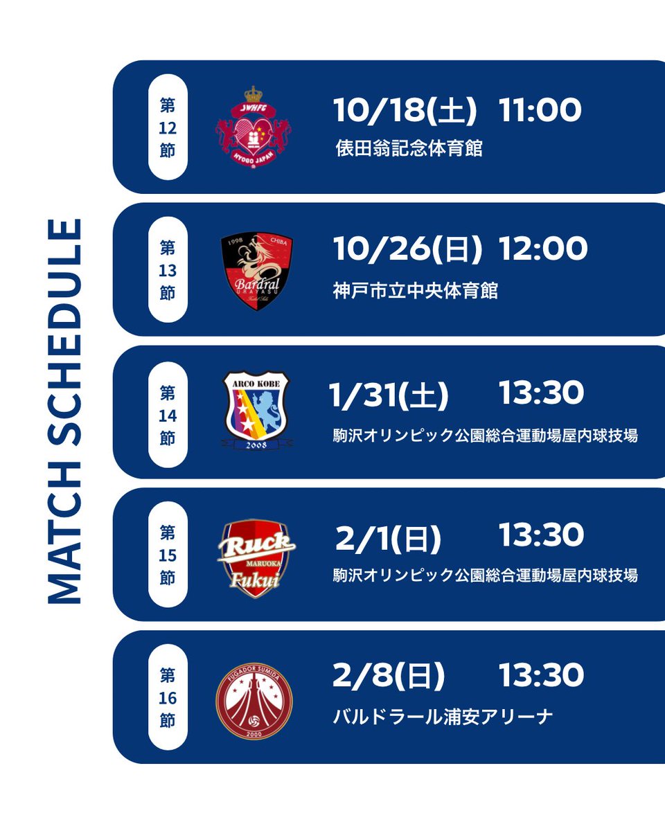 athle_ladies's tweet photo. メットライフ生命女子Ｆリーグ2025-2026
ファイナルシーズン日程決定📢💭

>> 𝙉𝙀𝙓𝙏 𝙂𝘼𝙈𝙀

-12節-
10月18日(土)11:00K.O
vs. SWHレディース西宮
会場 ｜俵田翁記念体育館

応援よろしくお願いします！
https://t.co/HD7678oLst

#立川アスレティックFCレディース
#メットライフ生命女子Fリーグ https://t.co/DHxgNIx9vP