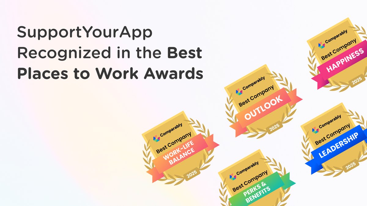 SupportYourApp's tweet image. We’re ranked in five categories of the Best Places to Work #Awards!
This achievement means we’re truly doing great at taking care of our people and creating a safe, friendly, and fun environment for everyone 💛
#SupportYourApp #CareerOpportunities