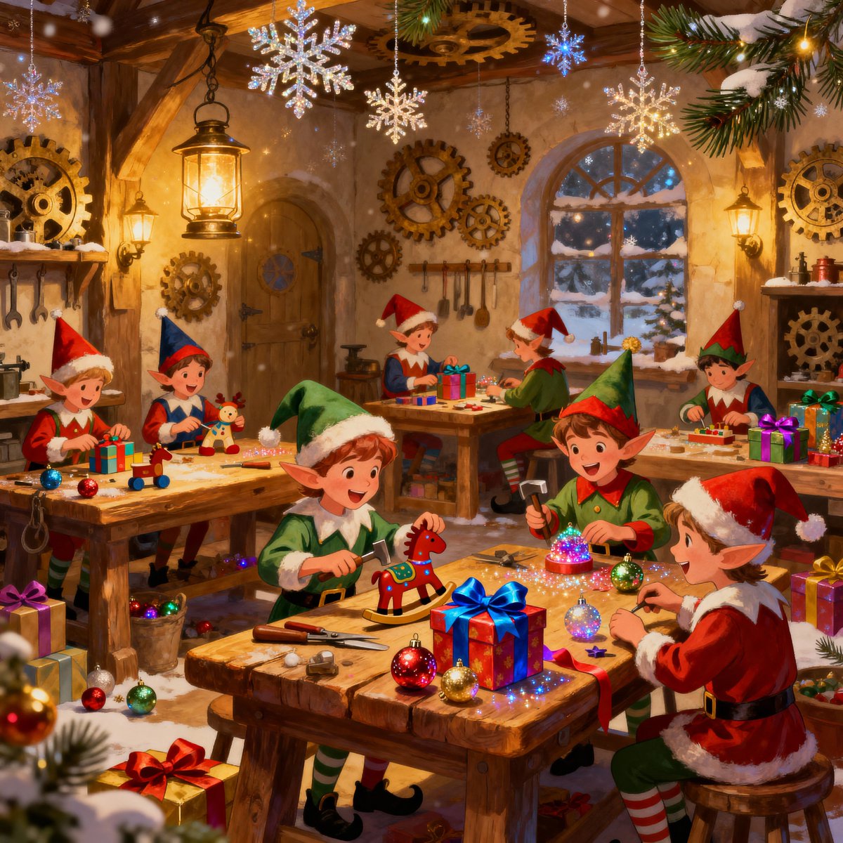 funchristmasday's tweet image. Santa’s Workshop Cheerful Elves Making Toys at Christmas. 🎁 Turn this artwork into the perfect Christmas gift! Available as cards, mugs, cushions, wall art, and more on Redbubble 🎄 👉 redbubble.com/shop/ap/174820…
#funchristmasday