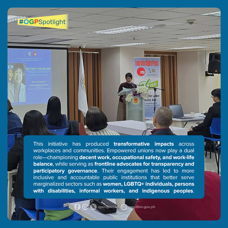 Kicking off our #OGPSpotlight series, the PH-OGP is proud to feature PSLINK-PUBLIK — a champion of open government through the empowerment of public sector unions.

Read full post here: facebook.com/share/p/19eMyK…
#OpenGovPH #OGPSpotlight #PSLINKPUBLIK