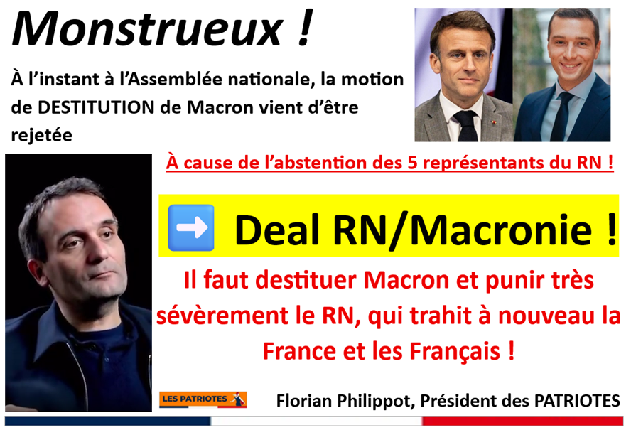 FrancoisDESCAM7's tweet photo. @BenTricolore Ce sont les 5 députés RN qui se sont abstenu qui ont tout planté !
HONTE AU RN !
Le deal avec Macron est EVIDENT ! https://t.co/HIaQbUzVtw