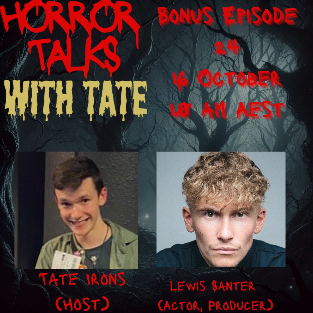 htwt_tate's tweet image. 🎙️ “Bonus Episode 24 - Horror Talks with Lewis Santer: Part 2” is officially on its way! 🎙️
Coming 16th October on Spotify, Amazon Music, and YouTube, this chilling continuation brings Lewis Santer back to Horror Talks with Tate! 🎩🔥