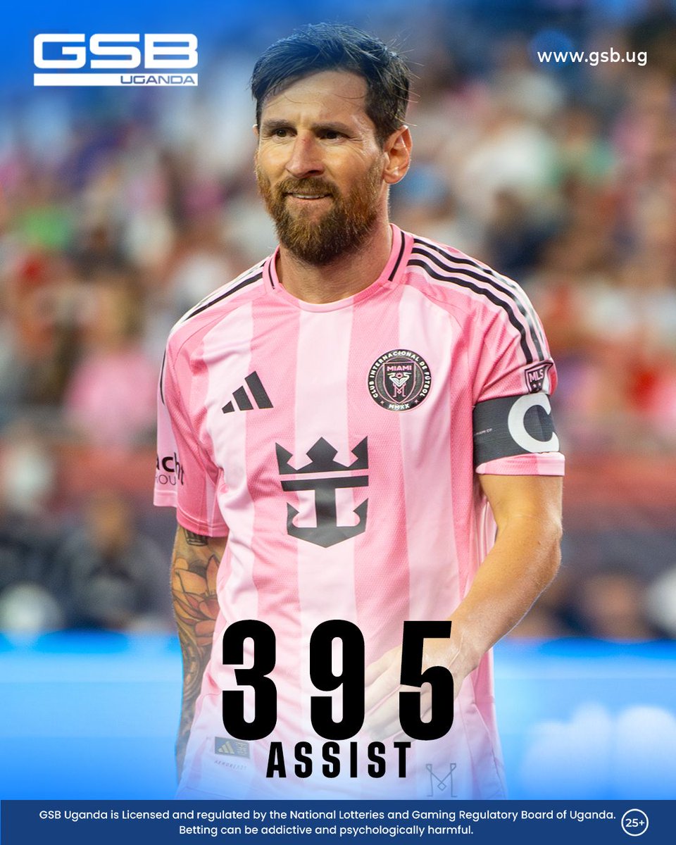 GSB_Uganda's tweet photo. Messi’s 🇦🇷 magic is rewriting history— Dude is just 5 assists away from the mythical 400! GOATLY Things? 👑
#GSBUganda | #SportsBetting | #Messi400 | #FootballRoyalty | #BetterIsHere | #BetterIsHereUG https://t.co/yRmoxLNS8h