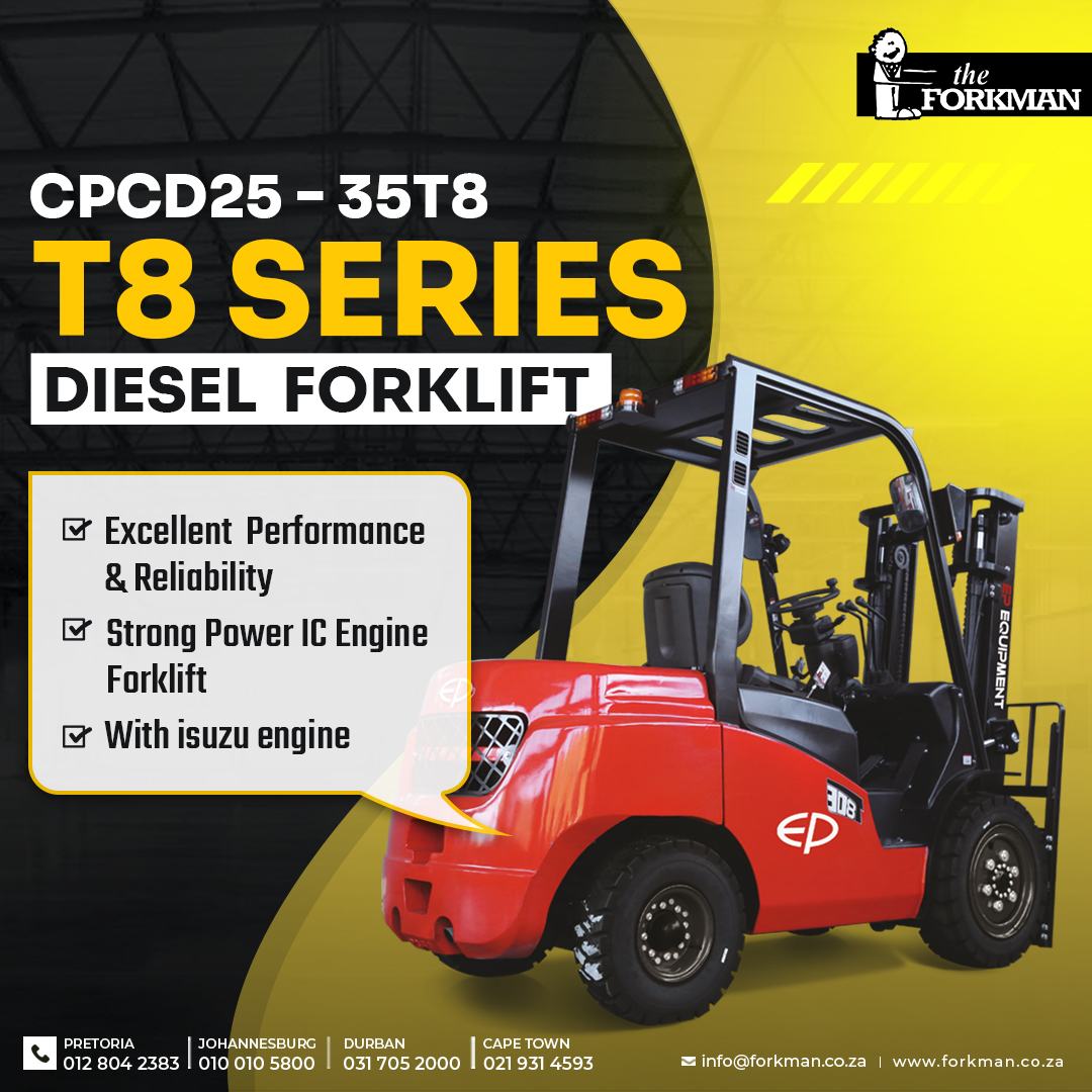 ForkmanPretoria's tweet image. Power, performance, and reliability — all in one machine! Introducing the T8 Series #DieselForklift (CPCD25–35T8) from #TheForkman — engineered for heavy-duty performance &amp;amp; built to last.

📞012 804 2383 | ✉️ info@forkman.co.za | 🌐 forkman.co.za

#HeavyDutyPerformance