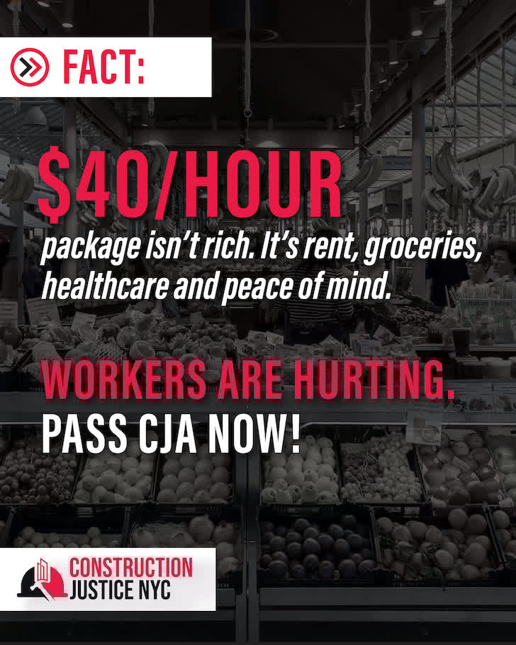 local79nyc's tweet image. Rent, groceries, healthcare & peace of mind. A $40 package will help so many New Yorkers working construction. When the costs keep going up, so must the wages!
Help ensure NYC stays affordable for the working class- tell your Council Member: Pass Intro. 910 TODAY. ✊