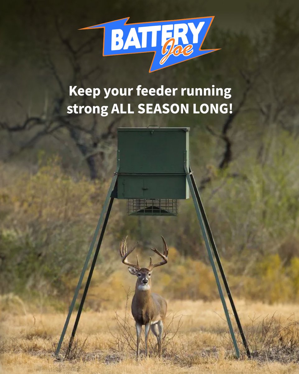 Feeder not spinning? 🦌 Swap in a sealed AGM 6V or 12V battery and add a solar maintainer so the corn keeps flowing all season long! Built for Texas heat, dust, and long sits- In stock at your local Battery Joe! 🔋