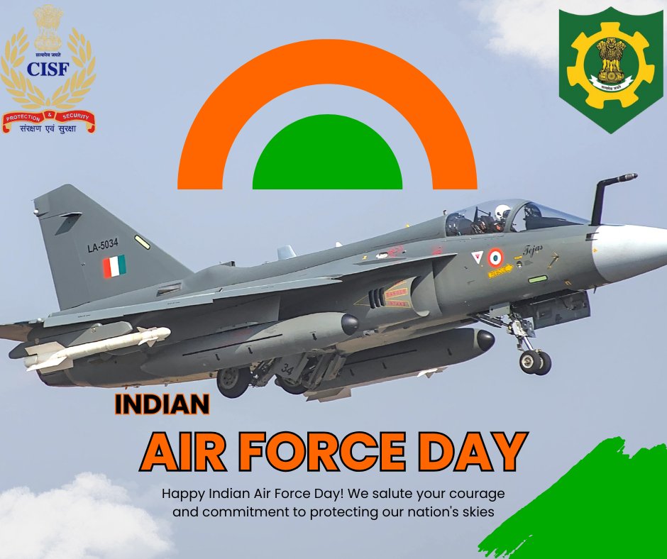 CISFWB_Odisha's tweet image. Saluting the Guardians of Our Skies!
On this #AirForceDay, CISF proudly honors the bravery, precision, and unwavering commitment of the Indian Air Force.
 #CISF #shieldofsecurity #IndianAirForce