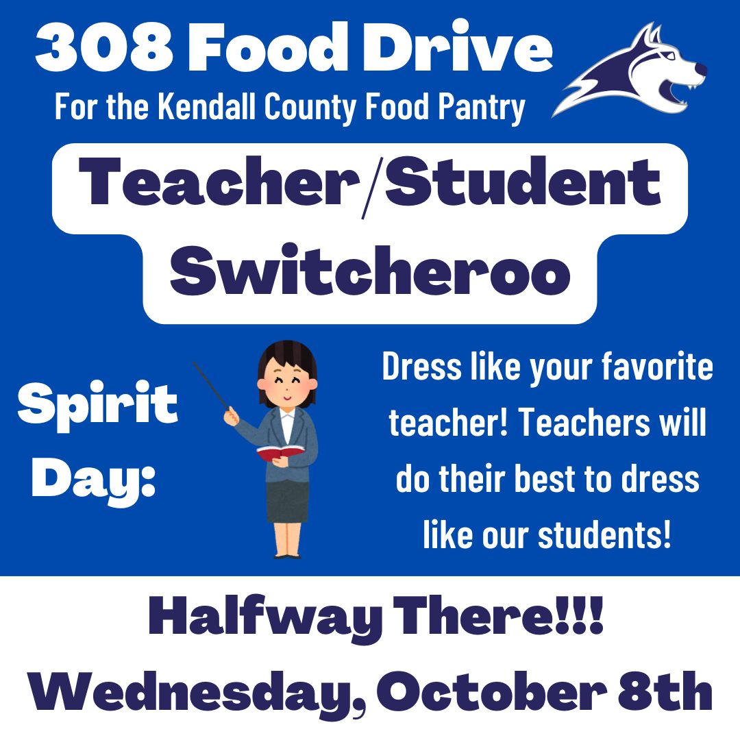 Today is Teacher/Student Switcheroo! 👩‍🏫↔️🧑‍🎓
Dress like your favorite teacher, and our teachers will do their best student impressions. We’re halfway through the 308 Food Drive—let’s keep the momentum!
#308FoodDrive #PennyWars #WolvesGiveBack #WolfPackPride