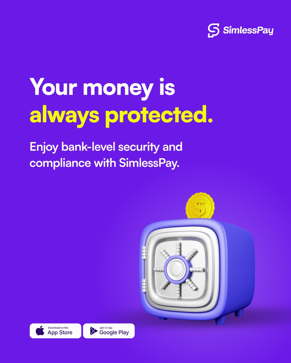 simlesspay's tweet image. Your money deserves better security and SimlessPay delivers just that!

Rest easy knowing your money’s always protected with us. 💪

Download SimlessPay app today and enjoy total peace of mind! 

#SimlessPayapp
#MoneyTransfer 
#FinTech