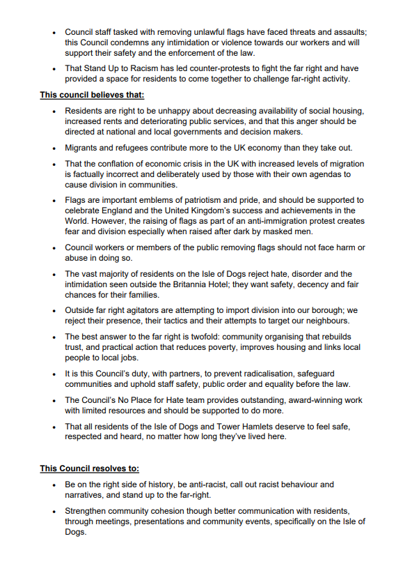 CllrMarcFrancis's tweet image. At tonight's Full Council @TH_Labour cllrs will propose a motion requiring Tower Hamlets Council to challenge the far right extremists peddling lies to provoke disorder outside a hotel accommodating asylum seekers. We hope all cllrs will join us in standing up against this racism
