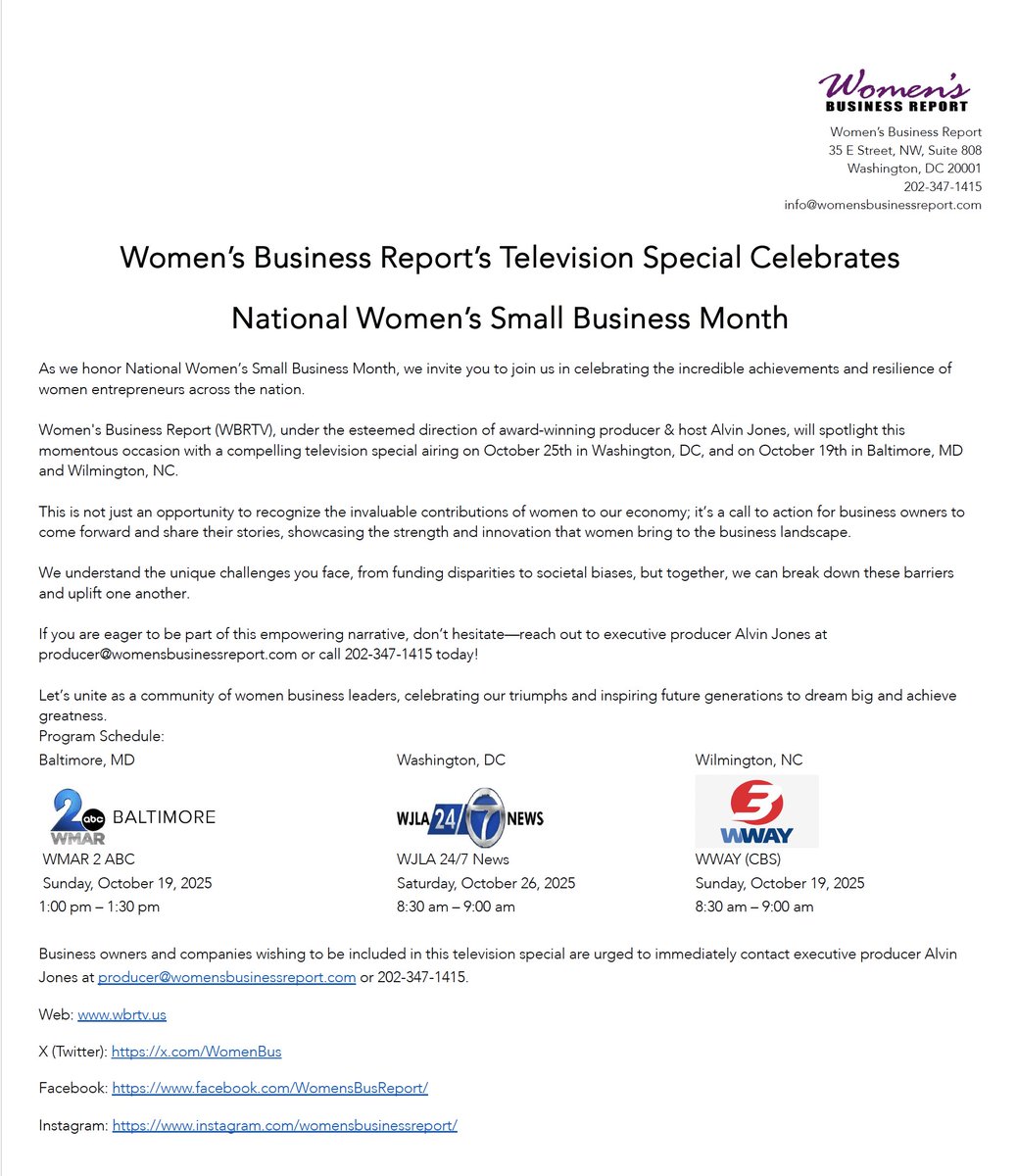 WomenBus's tweet photo. #televisonspecial #womenssmallbusinessmonth #nationalwomenssmallbusinessmonth #women #womeninbusiness #womenbusiness #womenceo https://t.co/apxEFtuuB8
