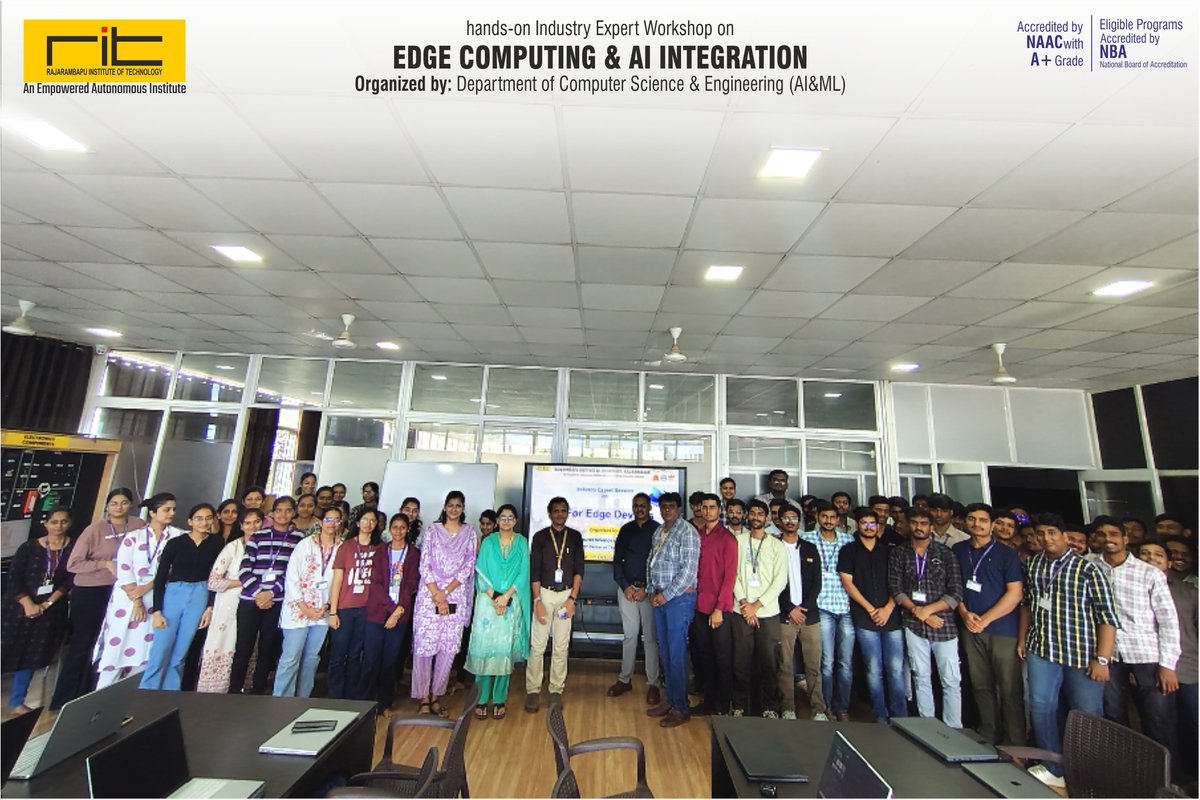 ritindia1983's tweet image. 🚀 The Dept. of CSE (AI & ML), RIT organized a Hands-on Industry Expert Workshop on Edge Computing & AI Integration (1 Oct 2025) for TY B.Tech (AI & ML) students. 👨🏫 Expert: Mr. Pravin Mohite, Sr. Engineer, Aptron Systems Pvt. Ltd., Pune
#EdgeComputing