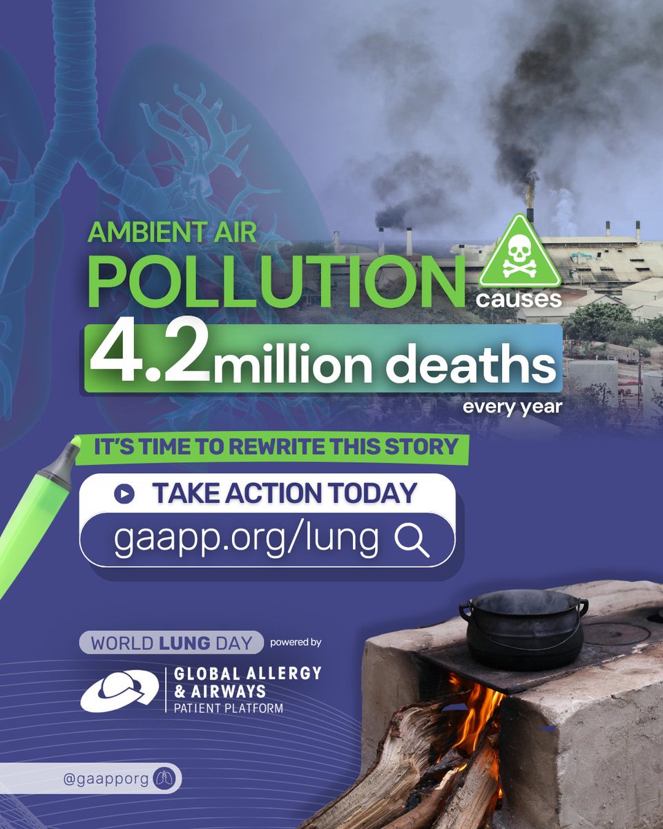 Polluted air is a silent killer. 📷

📷 Learn more about the report and how you can take action at gaapp.org/lung.

Follow <a href="/gaapporg/">Global Allergy & Airways Patient Platform</a> on Instagram for more on lung health. 📷

#WorldLungDay #ItsTimeToRewriteThisStory #SocialDeterminantsofHealth  #LungsDontDiscriminate