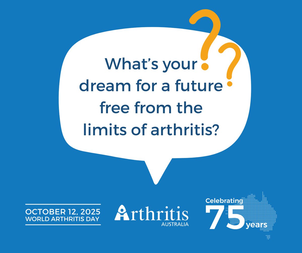 This World Arthritis Day, we’re imagining a different future - one where arthritis doesn’t stand in the way of life’s big and small dreams.

Share your dream in the comments, tell us why it matters ⬇️

#ArthritisAustralia #WorldArthritisDay #WorldArthritisDay2025 #RMDreams