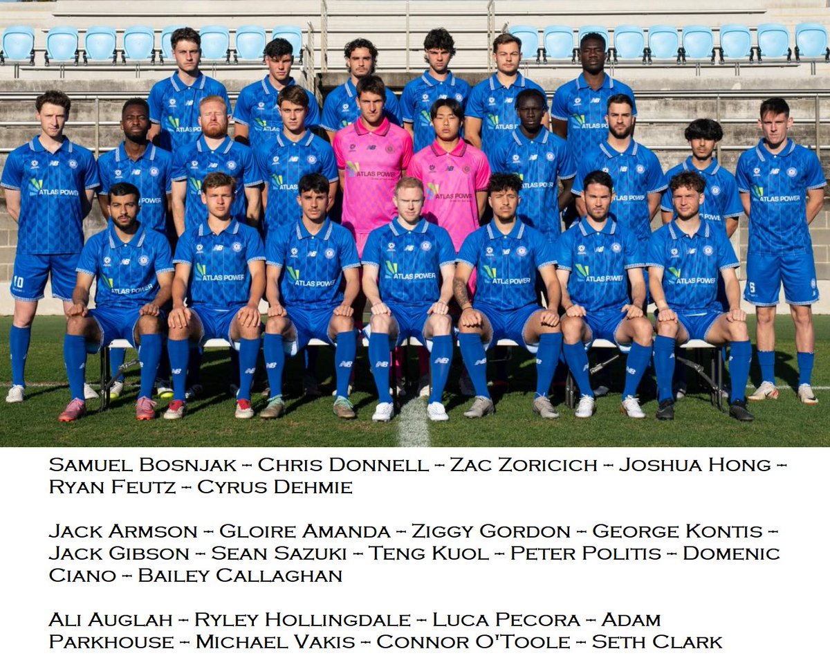 Sydney Olympic squad for the inaugural Australian Championship, which gets under way this Friday Night.

As we travel down to Victoria, to take on old rivals South Melbourne.