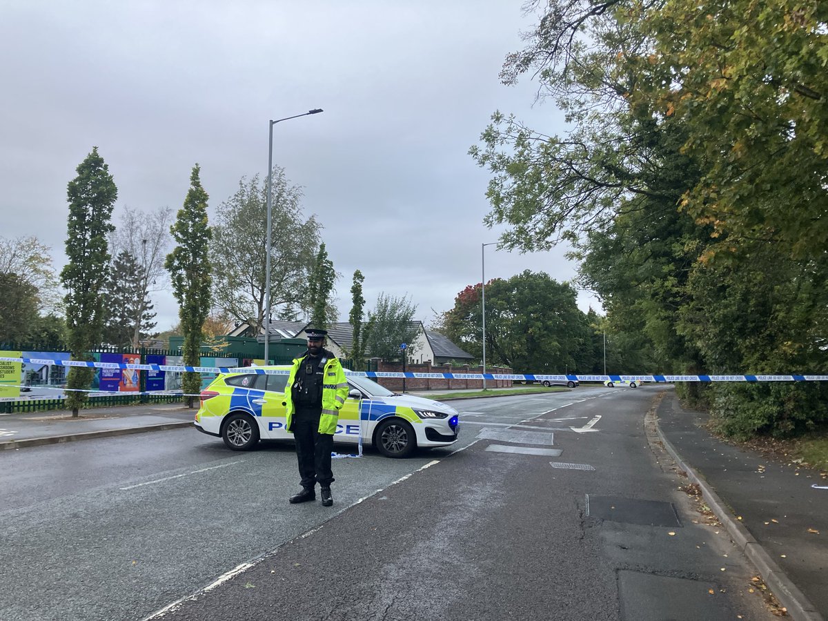 This is the view from the other end of the cordon, which is right outside Cheadle College