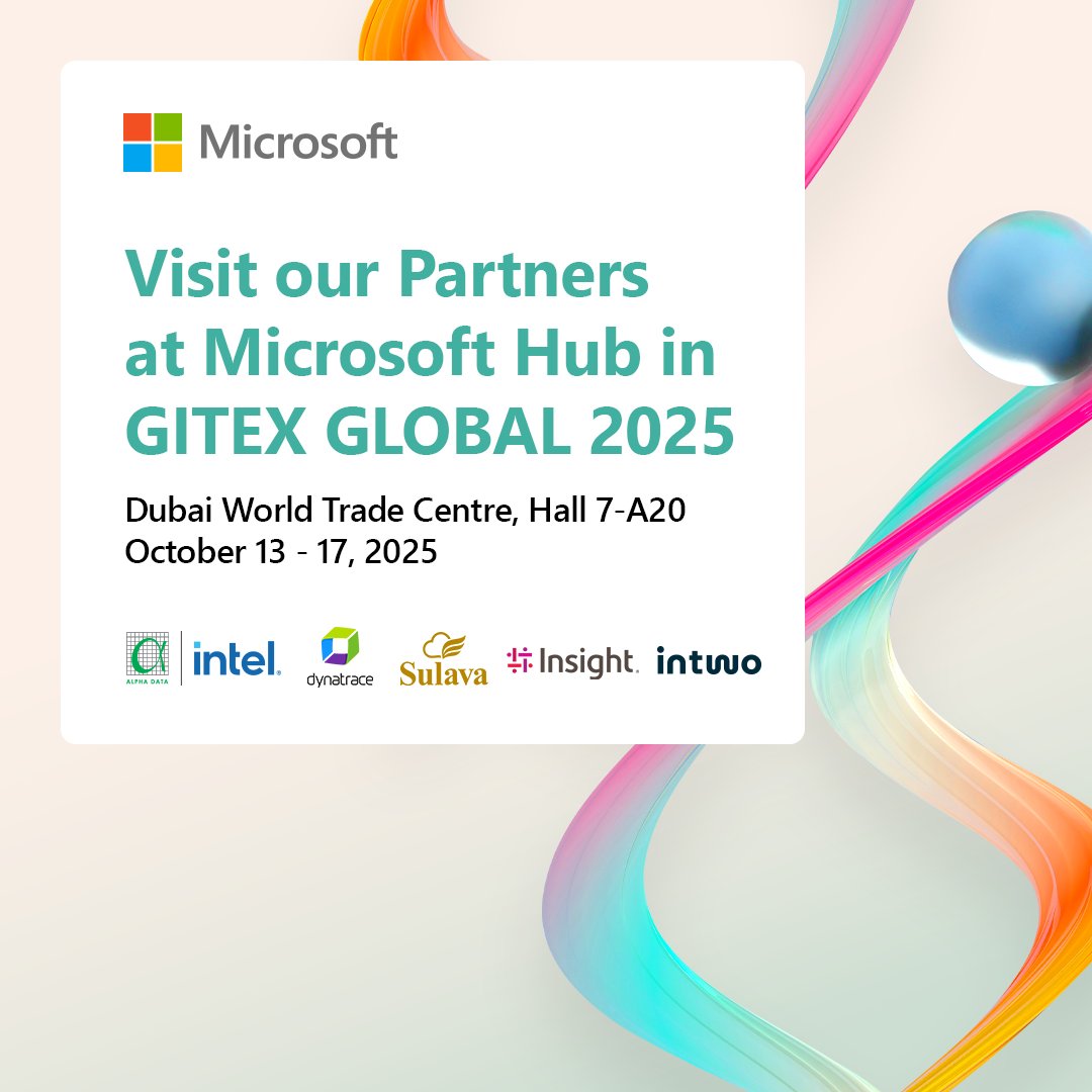 What does the future of work look like? ⚡

At #GITEX2025, Microsoft partners are turning bold ideas into real experiences. From live demos to hands-on innovations designed to transform workplaces everywhere.

#GITEXGlobal #MicrosoftUAE