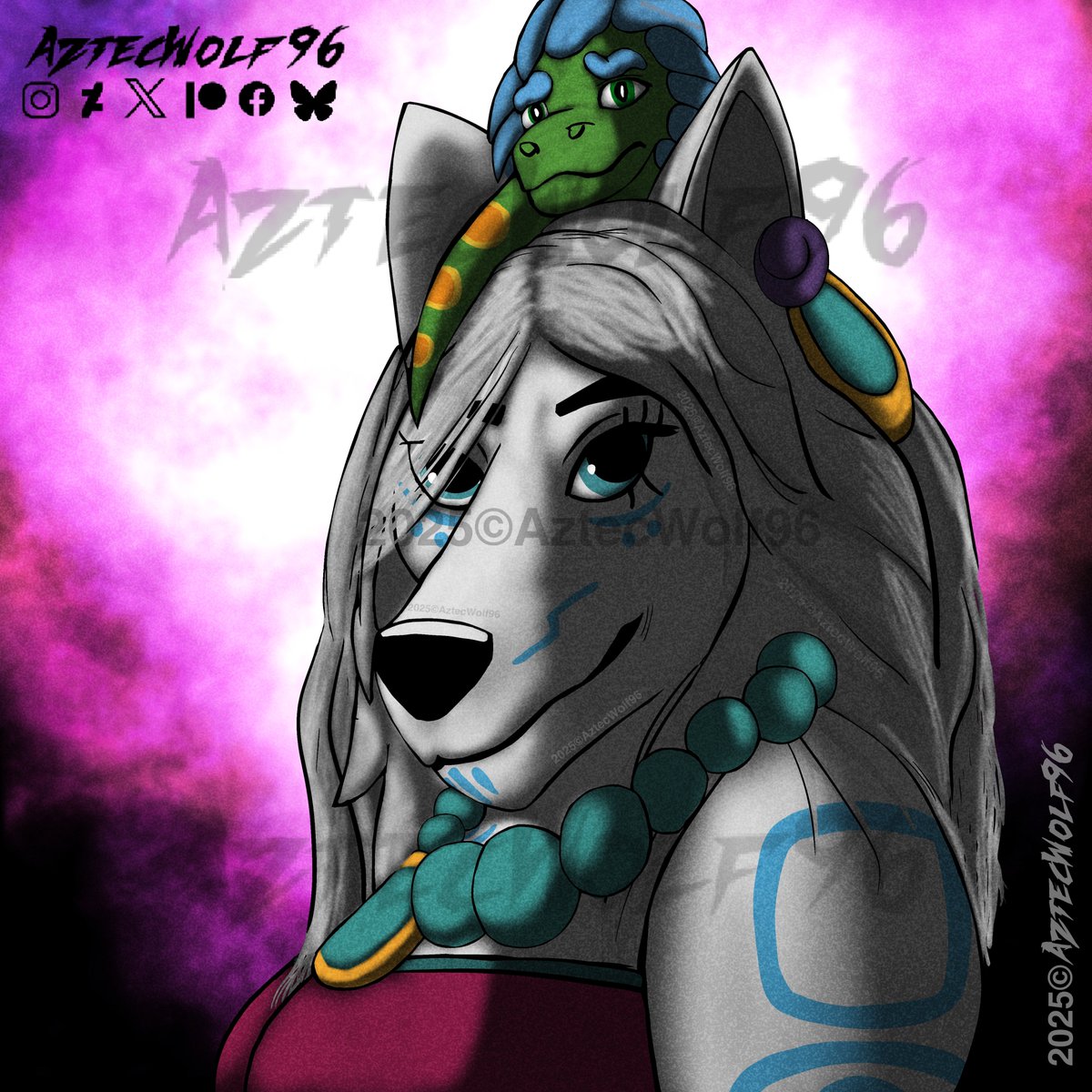 AztecWolf_96's tweet photo. Ixchel - 2025 Portrait - (Commision for @AkaneZama )

You look shine like the moon, Ixchel.

#ixchel #wolf #lobo #mexica #maya #furryfriday #fandomfurry #anthro #furry #Energy #portrait