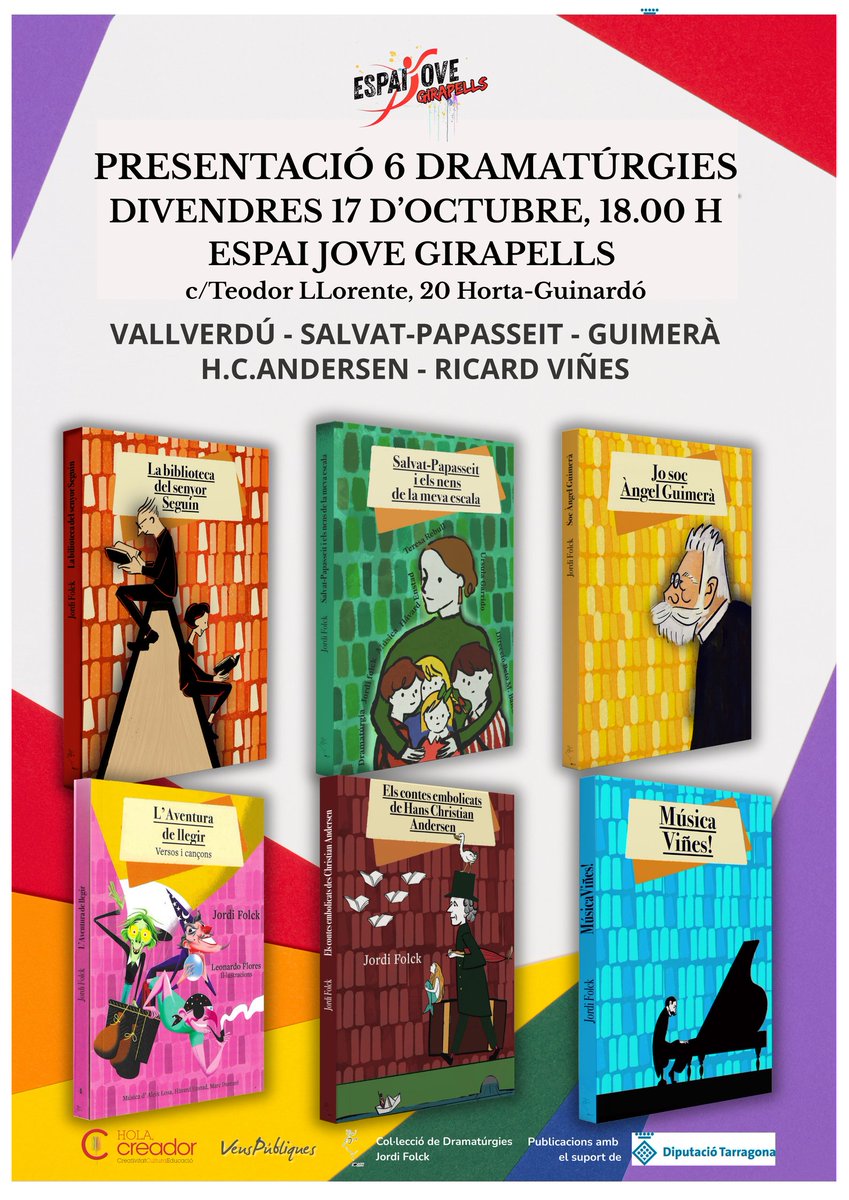 Jordi Folck (@jordi_folck) on Twitter photo Content d'haver creat aquestes sis dramatúrgies per apropar al públic del s. XXI cinc grans creadors.
Demaneu-les a les llibreries!
<a href="/educaciocat/">Educació</a>
<a href="/BarcelonaTeatre/">Teatre Barcelona</a> <a href="/AgendaCultura/">Agenda Cultural de Catalunya</a> <a href="/barcelona_cat/">Barcelona</a> <a href="/TimeOutBCN/">Time Out Barcelona</a> <a href="/ReusCultura/">Reus Cultura</a> #HolaCreador <a href="/_ACEC/">ACEC Escriptors-es</a> Content d'haver creat aquestes sis dramatúrgies per apropar al públic del s. XXI cinc grans creadors.
Demaneu-les a les llibreries!
<a href="/educaciocat/">Educació</a>
<a href="/BarcelonaTeatre/">Teatre Barcelona</a> <a href="/AgendaCultura/">Agenda Cultural de Catalunya</a> <a href="/barcelona_cat/">Barcelona</a> <a href="/TimeOutBCN/">Time Out Barcelona</a> <a href="/ReusCultura/">Reus Cultura</a> #HolaCreador <a href="/_ACEC/">ACEC Escriptors-es</a>