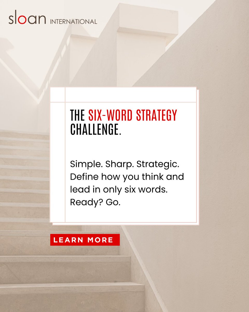 JuliaASloan's tweet image. Boil your strategy philosophy down to six words. Go! (e.g., “Test fast, learn faster, scale later.”) Drop yours below—concise minds win in complex times.

sloaninternationalconsulting.com/services/
*
*
#StrategicThinking #LearningLabs #JourneyToMastery #BusinessChallenges #VirtualSeminar