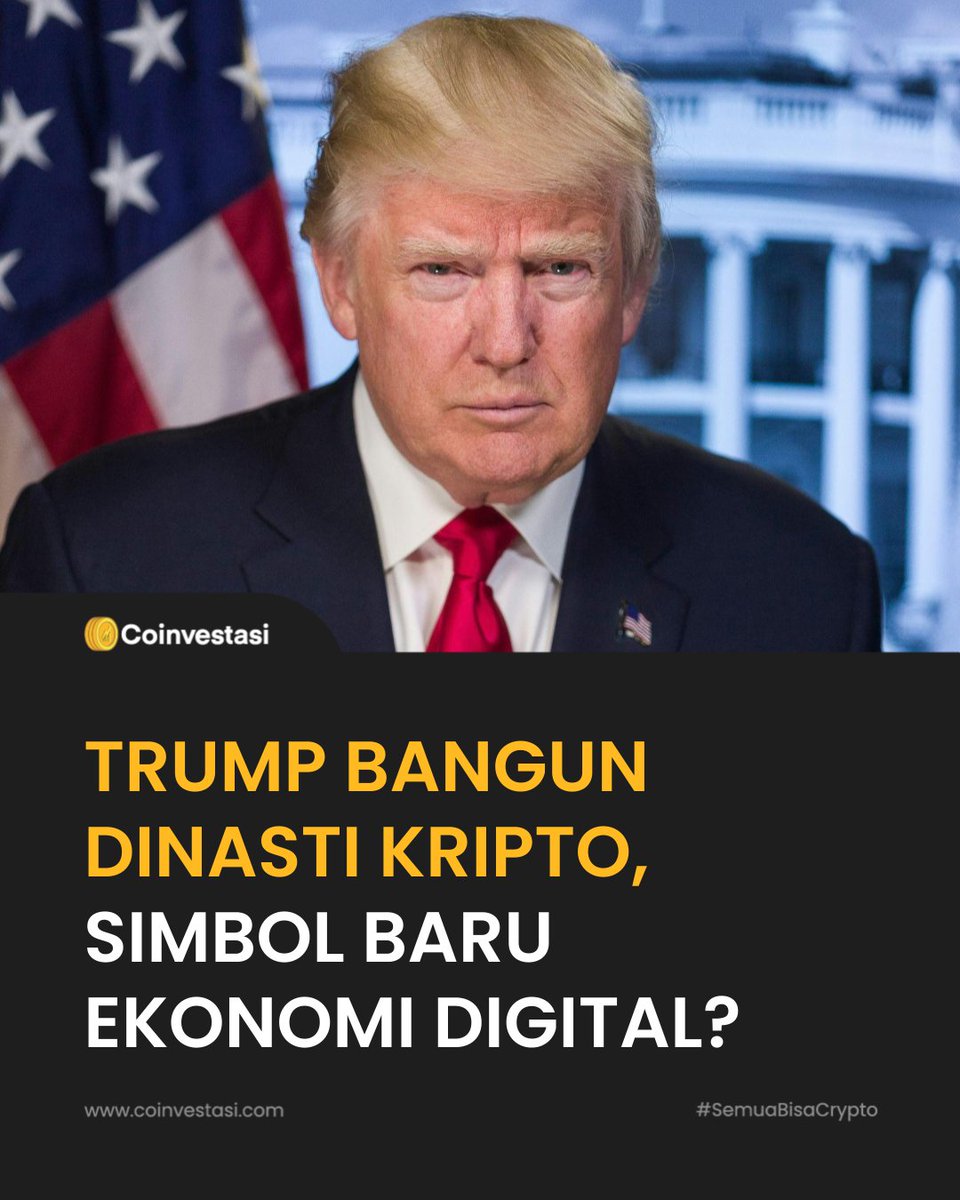 coinvestasi's tweet photo. Donald Trump nggak cuma sibuk di politik sekarang, dia lagi bangun ekonomi digitalnya sendiri. Perusahaannya, Fight Fight Fight LLC, lagi cari dana US$200 juta (sekitar Rp3,2 triliun) buat bikin Digital Asset Treasury (DAT), semacam “bank digital” khusus buat nyimpen dan kelola aset kripto, termasuk Trump memecoin.
