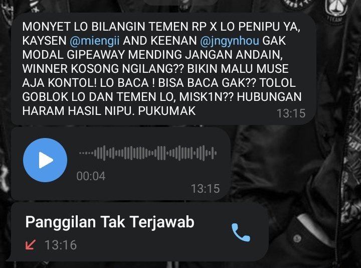 Ini yg chat gini ke telenya asep, mohon bersabar dikit dah.. tenang, gua sm keenan bukan penipu kok, kaga ada dari sononya kita nipu2, gua sm doi kebetulan masih sibuk aja buat ngundi gipeweynya