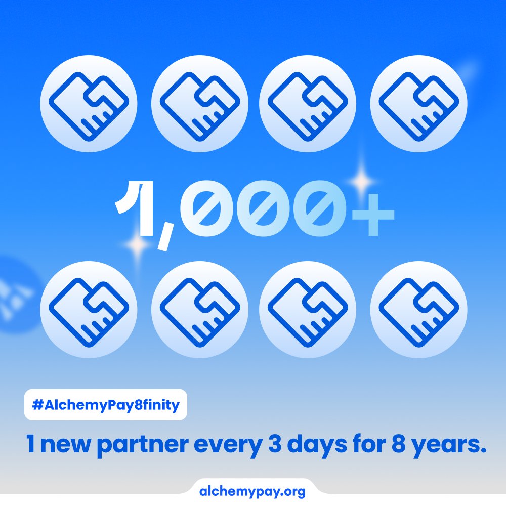 AlchemyPay's tweet photo. 🤝 Our ecosystem has grown to 1,000+ partners worldwide.

👉 That’s like adding a new partner every 3 days for 8 years straight.

Building bridges takes teamwork.

#AlchemyPay8finity♾️ #AlchemyPay $ACH https://t.co/GtJWjIvbgg