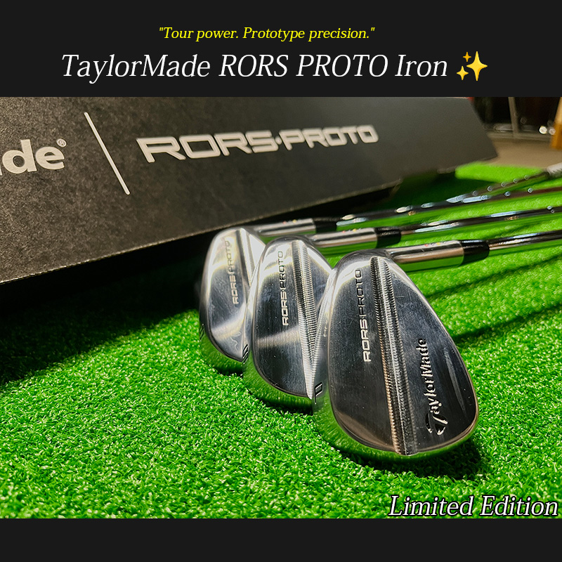 PgstInfo's tweet photo. TaylorMade RORS PROTO アイアンのご紹介！  

PGAツアー18勝を挙げたロリー・マキロイ選手の要望を反映して設計された、**限定プロトタイプモデル「RORS PROTO」**が、2025年モデルとして数量限定で発売されました。  本モデルは、マキロイ選手が実戦で使用し、数々の勝利に貢献したツアースペックを忠実に再現。 高度な操作性と打感を求める上級ゴルファー向けの、プレミアムなアイアンです。  

✨RORS PROTOの特長✨  
■ 1025カーボンスチール鍛造（マルチステージフォージング） 複数工程にわたる精密な鍛造により、極めて柔らかく密度の高い打感を実現。 打球時のフィードバックが明確で、ショット精度を高めます。 

 ■ キャビティ中央に施された水平ミル加工 キャビティ内に精密な水平ミーリング加工を施し、重量配分を繊細に調整。 高い慣性モーメントと理想的な重心位置を両立し、飛距離と方向性の安定性を向上させています。  

■ TW2グルーブ（フェース溝） ツアーレベルのスピン性能を求めるプレイヤーのために設計された新溝構造。 ショートアイアンでのスピンコントロールが大幅に向上し、グリーンでの高い制球力を発揮します。

  ■ 洗練されたコンパクトヘッド形状 トップラインは薄く、ネックのオフセットを最小限に抑えた設計。 構えた瞬間にターゲットに集中できる、ツアーライクな美しさと構えやすさを兼ね備えています。  

■ やや広めのソール幅 マッスルバックに近いシャープな外観ながら、やや広めのソール設計でライの変化に強く対応。 寛容性と操作性の絶妙なバランスを実現しています。  
※本モデルは数量限定発売品のため、PGSTではお取り扱いしておりません。予めご了承ください。  

📍 東京都葛飾区西新小岩3-13-6 （駐車場あり／ご予約はプロフィールリンクより）  #ゴルフ初心者 #ゴルフ男子 #ゴルフ女子 #ゴルフレッスン #ゴルフ上達 #ゴルフ好きな人と繋がりたい #ゴルフ場 #ゴルフ好き #ゴルフ上手くなりたい #ゴルフ日和 #ゴルフ#ゴルフウェア #ゴルフはじめました #ゴルフ練習 #ゴルフドライバー #ゴルファー #ごるふ男子 #ごるふすいんぐ #ゴルフ動画 #フィッティング #新小岩 #ゴルフ上達 #ゴルフスタグラム #ゴルフスクール #ゴルフフィッティング