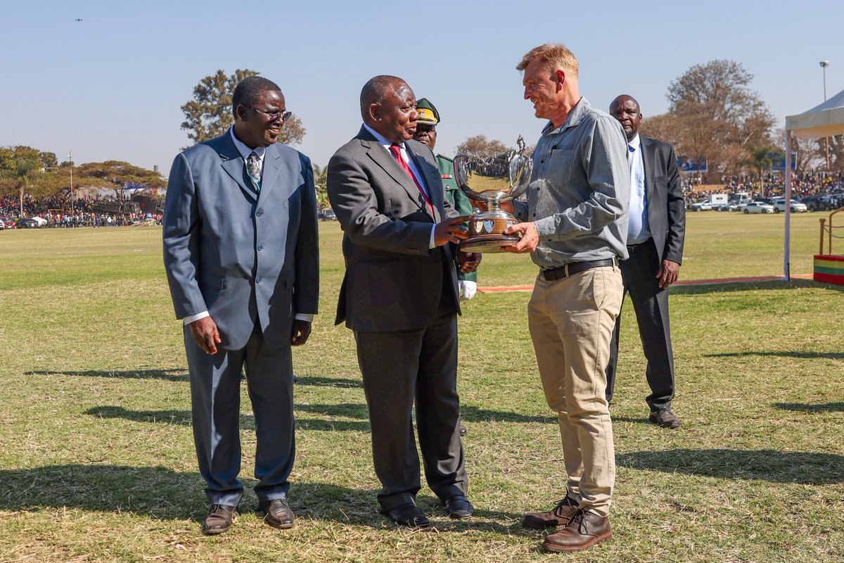 zimagricsociety's tweet photo. Ian Duncan of Mary Ellen Farm (Bubi District, Matabeleland North) — Commercial Soyabeans Winner at the 115th Edition of the Zimbabwe Agricultural Show, proudly supported by ZAS. 🌱🏆
#ZAS115 #ZimbabweAgriculturalShow #CommercialSoyabeansWinner #ZAS #AgricultureExcellence https://t.co/kbc6UpGhW7