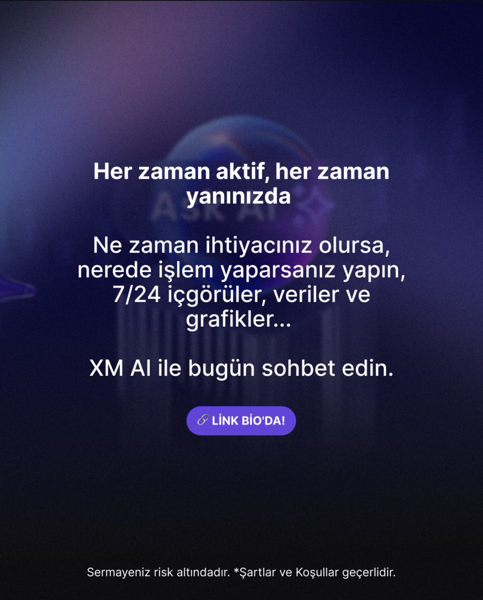 Evet, zaten bir tane var ve 7/24 hazır!

️ 👉 Daha fazla bilgi edinmek için kaydırın.

#XMAI #IntelligentTrading #AITradingAssistant #TradingWithAI
