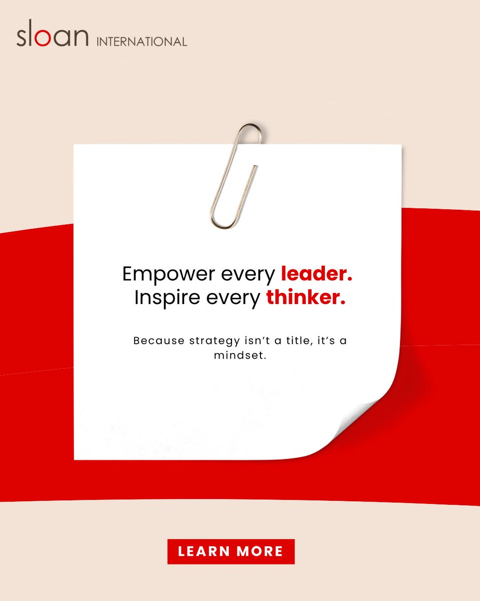 JuliaASloan's tweet image. Strategic thinking is most powerful when it’s not top-down. At Sloan International, we teach leaders at all levels to think strategically so organizations can move forward together.

sloaninternationalconsulting.com/services/
*
*
#StrategicThinking #LearningLabs #JourneyToMastery