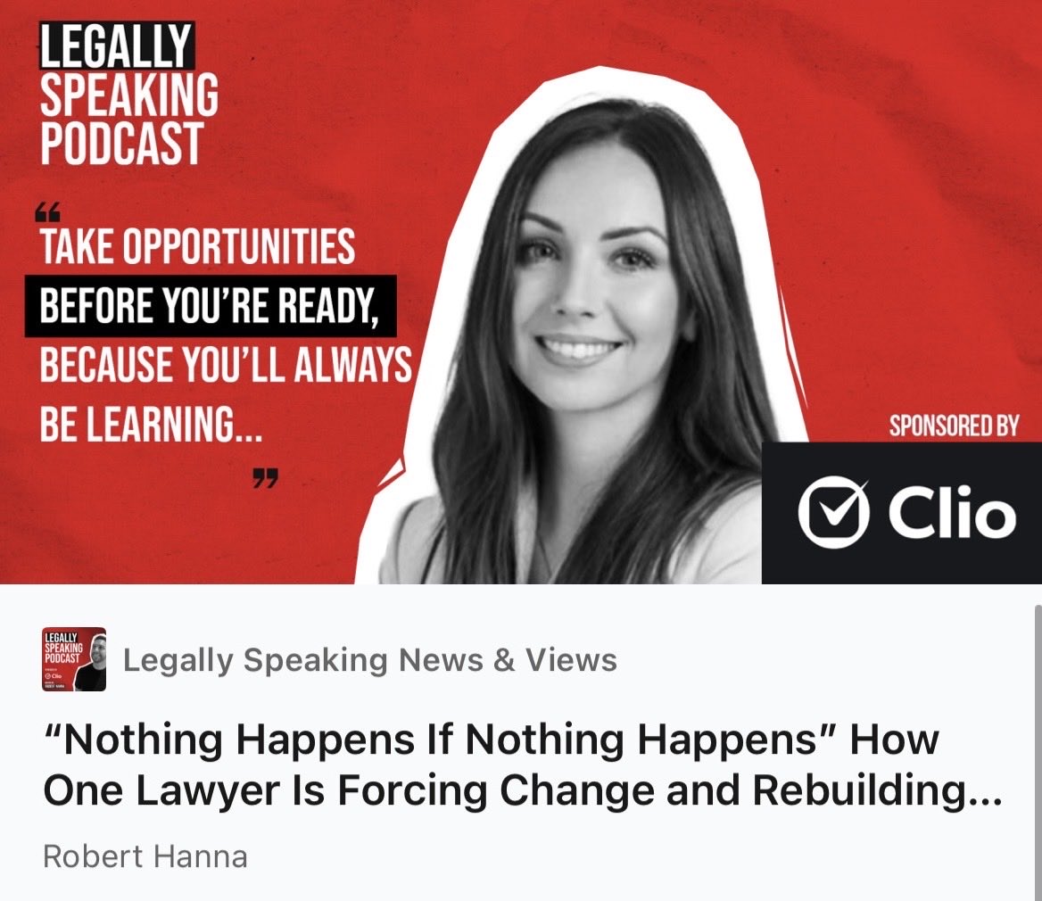 “Nothing happens if nothing happens.”

This week, I spoke with <a href="/AmyClowrey/">Amy Clowrey</a> on turning trauma into transformation and driving real change in justice.

📩 Read the latest <a href="/LegalSpeakPod/">Legally Speaking Podcast ™️</a> sponsored by <a href="/goclio/">Clio</a> 👉 linkedin.com/posts/robertha…
