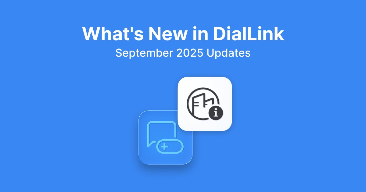 DialLinkCorp's tweet image. 📢 New in DialLink this September: 
 
📂 Unified view of calls, texts &amp;amp; more
💬 Team messaging inside customer threads 
🔄 Flexible call forwarding rules 
✅ Trusted, branded caller ID for outbound calls
Read more: short-url.org/1gYt3

#CallManagement #BusinessMessaging