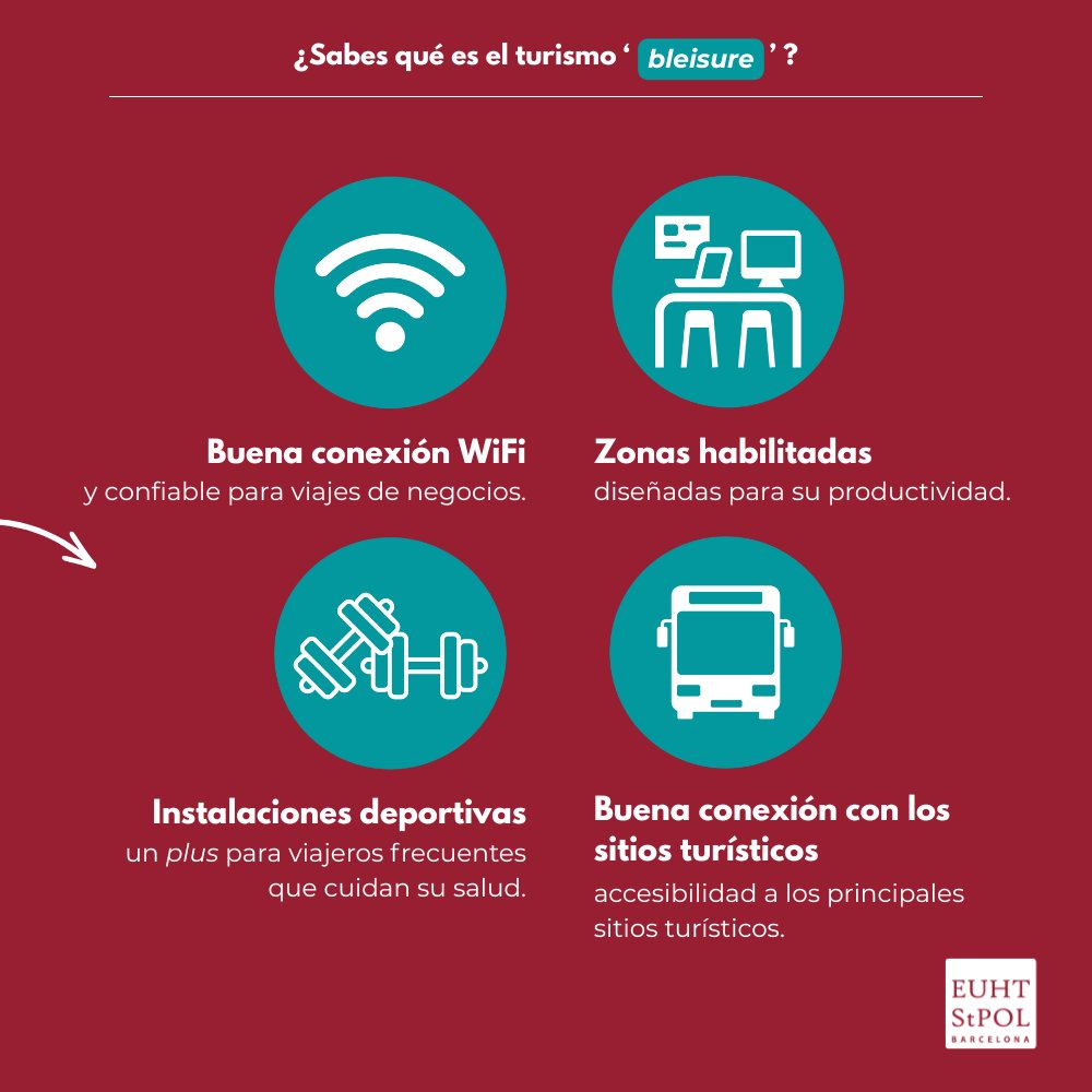 EUHTStPOL's tweet image. ¿Has oído hablar del turismo bleisure? 👀✈️

Es la tendencia que une viajes de negocios y tiempo de ocio, alargando las estancias y transformando así la forma de viajar. 💼🛩

Más información en nuestro último post en el blog 
➡️ santpol.edu.es/blog/que-es-el…

#EUHTStPOL #Bleisure