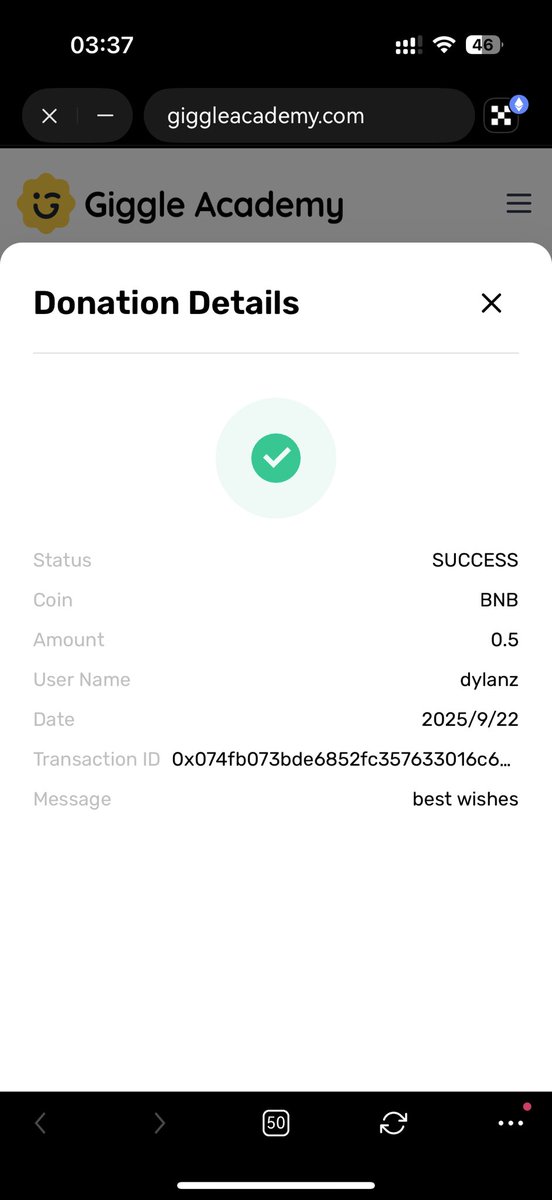 DylanZou96's tweet photo. @cryptojiuyi @GiggleAcademy 捐了的0.5bnb靠$giggle十几倍挣回来了，都是好事。

0xdb7b34ccb7eb9b2b1f6409e69f040b943d87962f https://t.co/d8syyysfn9