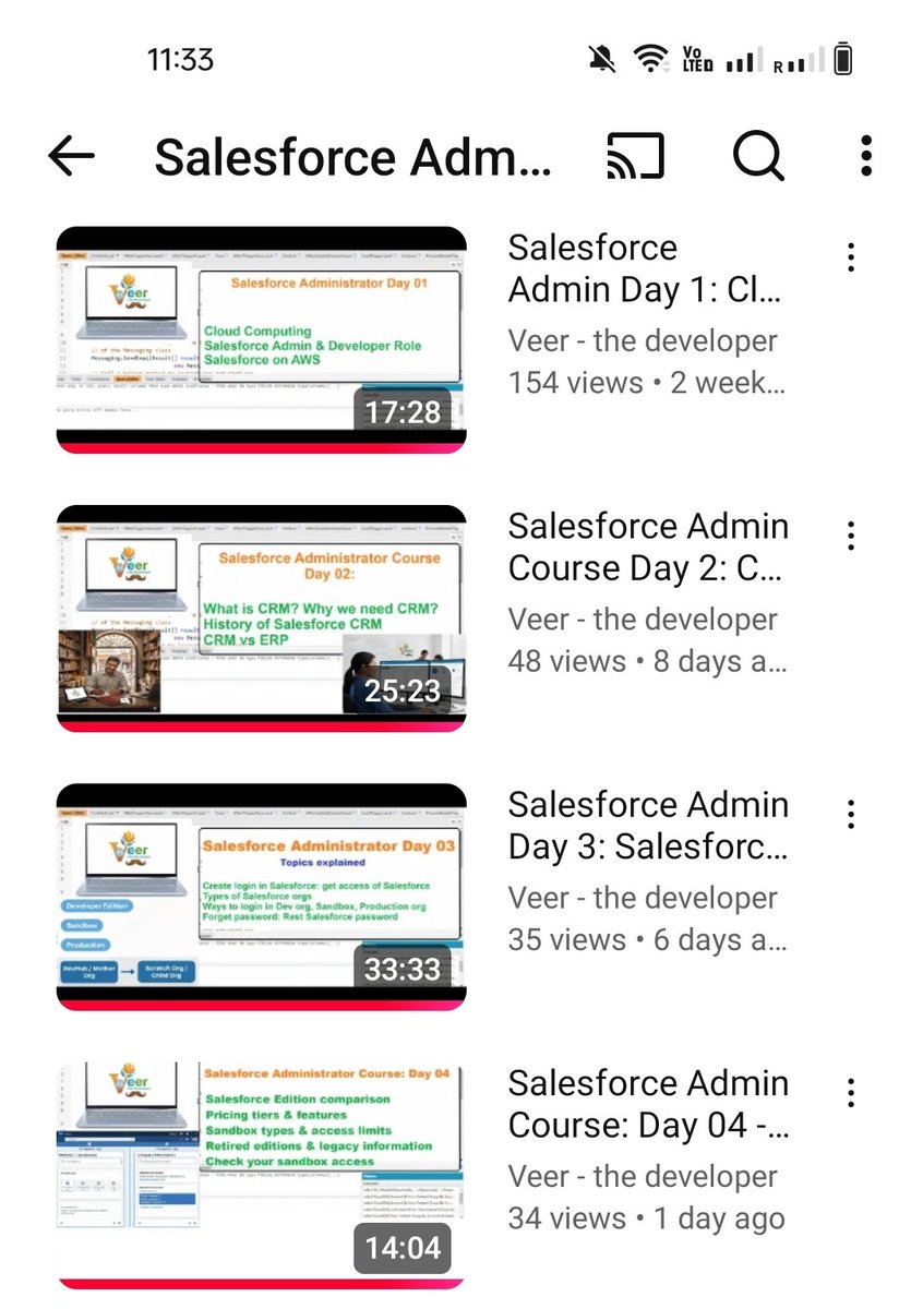 Veer_developer's tweet image. 🚀 Become a Salesforce Administrator from scratch!
I’m releasing 2 new lectures every week to help you master Salesforce step by step.
📘 Day 1–4 live now 👇
🎥 youtube.com/playlist?list=…
#Salesforce #SalesforceAdmin #CRM #CloudComputing #EdTech #Learning #CareerGrowth