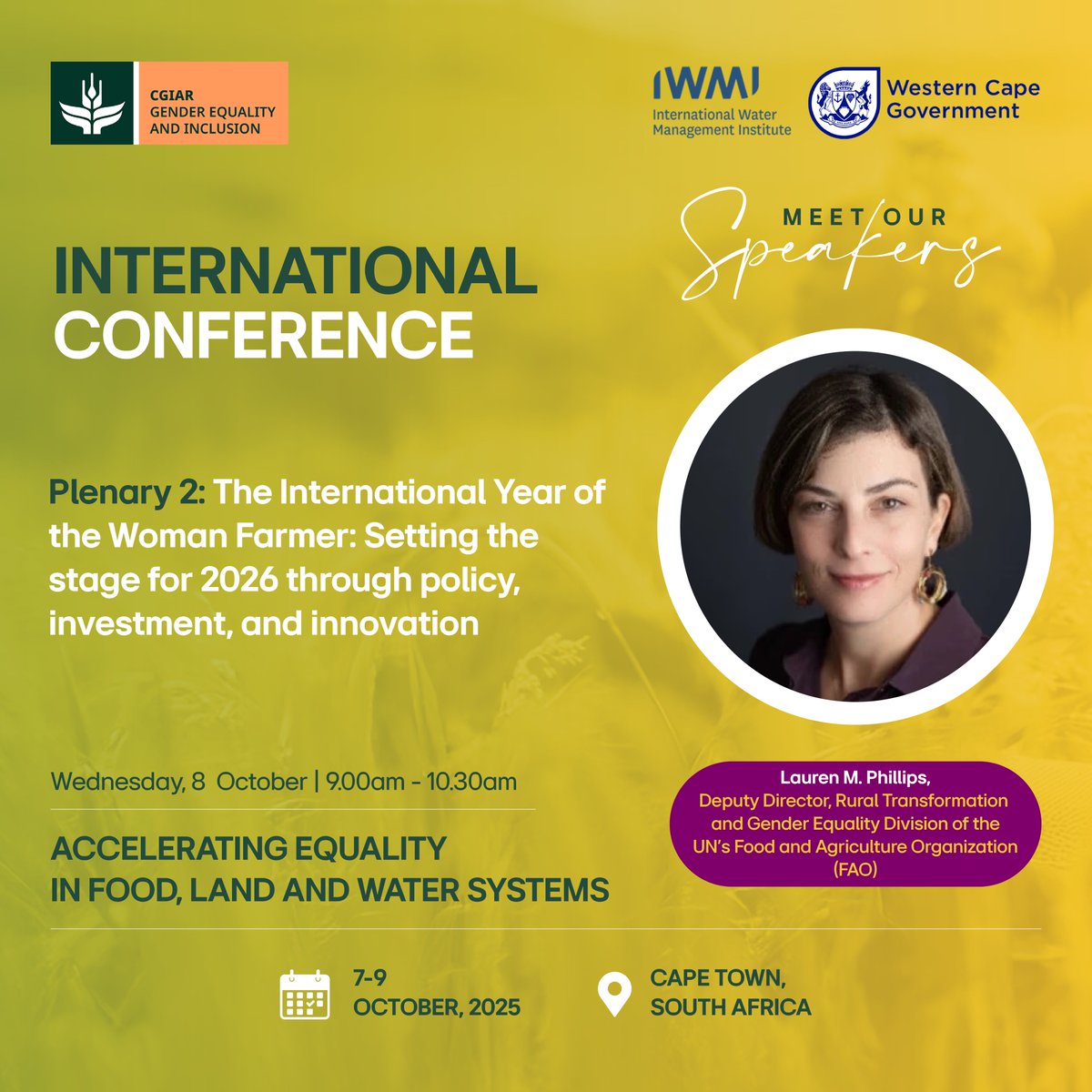 "The consequences of gender inequality are costly. We are at critical moment for increasing attention to women farmers. " - Lauren Philips <a href="/FAO/">Food and Agriculture Organization</a> 

#AcceleratingEqualityinAg <a href="/CGIAR/">CGIAR</a> <a href="/IWMI_/">IWMI</a> <a href="/WesternCapeGov/">Western Cape Gov</a>