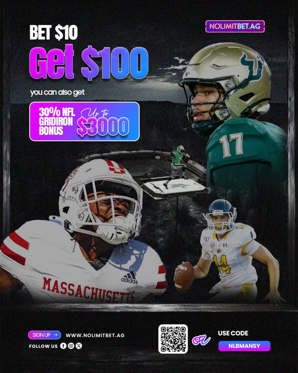 mansyboom's tweet image. 🏈 BET $10 — GET $100!
Your first play just got bigger 💰

30% NFL Gridiron Bonus up to $3000
💸 Bet smart. Win big. No limits.

🔗 Join now: nolimitbet.ag/?aff=NLBMANSY
🎯 Use Code: NLBMANSY

#NoLimitBet #NFLBonus #GridironAction #BetBigWinBigger #NoLimitNation
