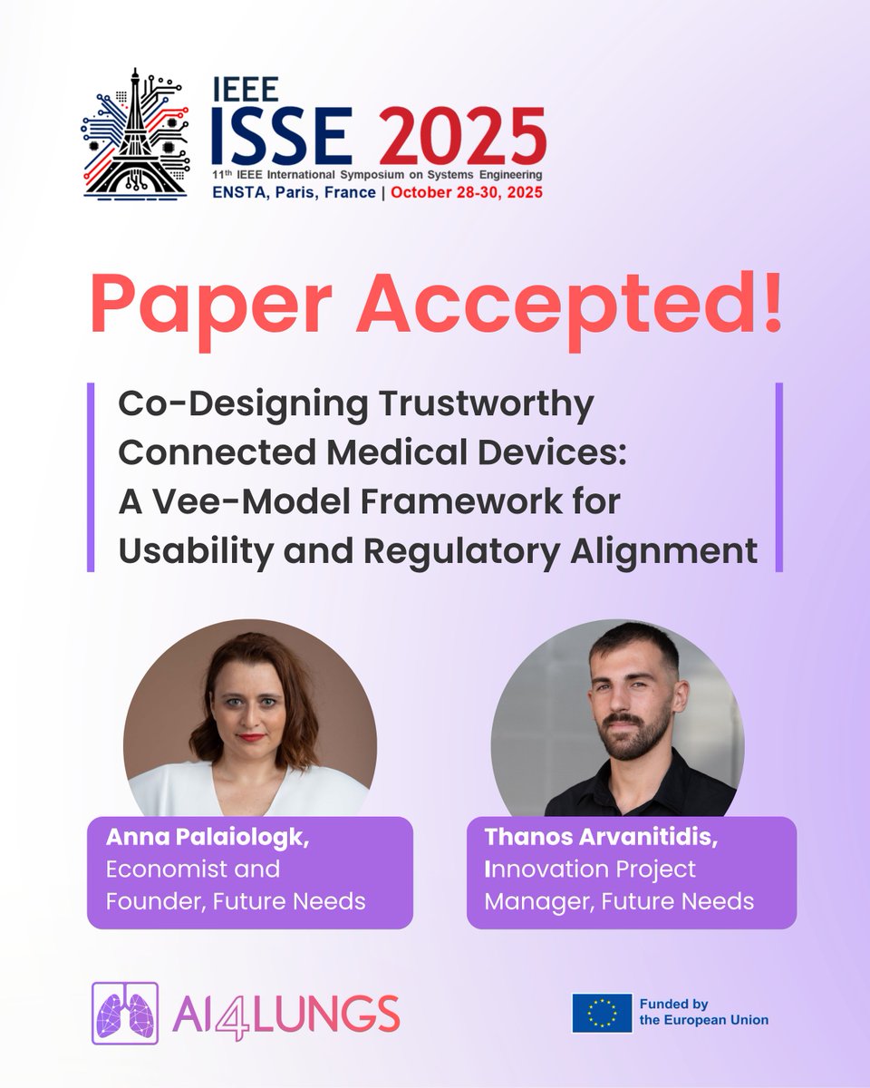 We’re proud to announce that “Co-Designing Trustworthy Connected Medical Devices: A Vee-Model Framework for Usability and Regulatory Alignment”, authored by Future Needs, is accepted for presentation at the 2025 IEEE International Symposium on Systems Engineering!
