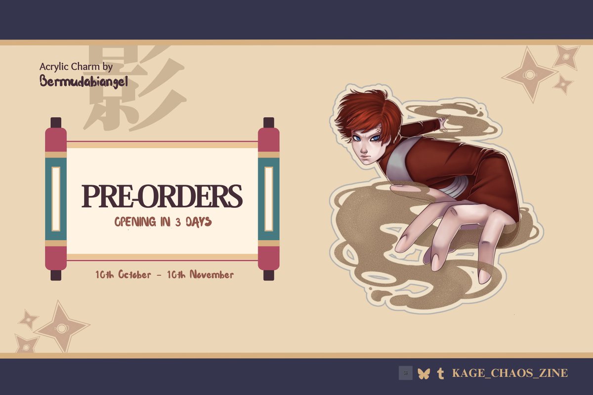 Get ready Shinobi, our POs open soon!    
Have a small preview on our merch (acrylic charm by <a href="/bermudabiangel/">🔞Bermudabiangel🔞Commissions open!</a> )!