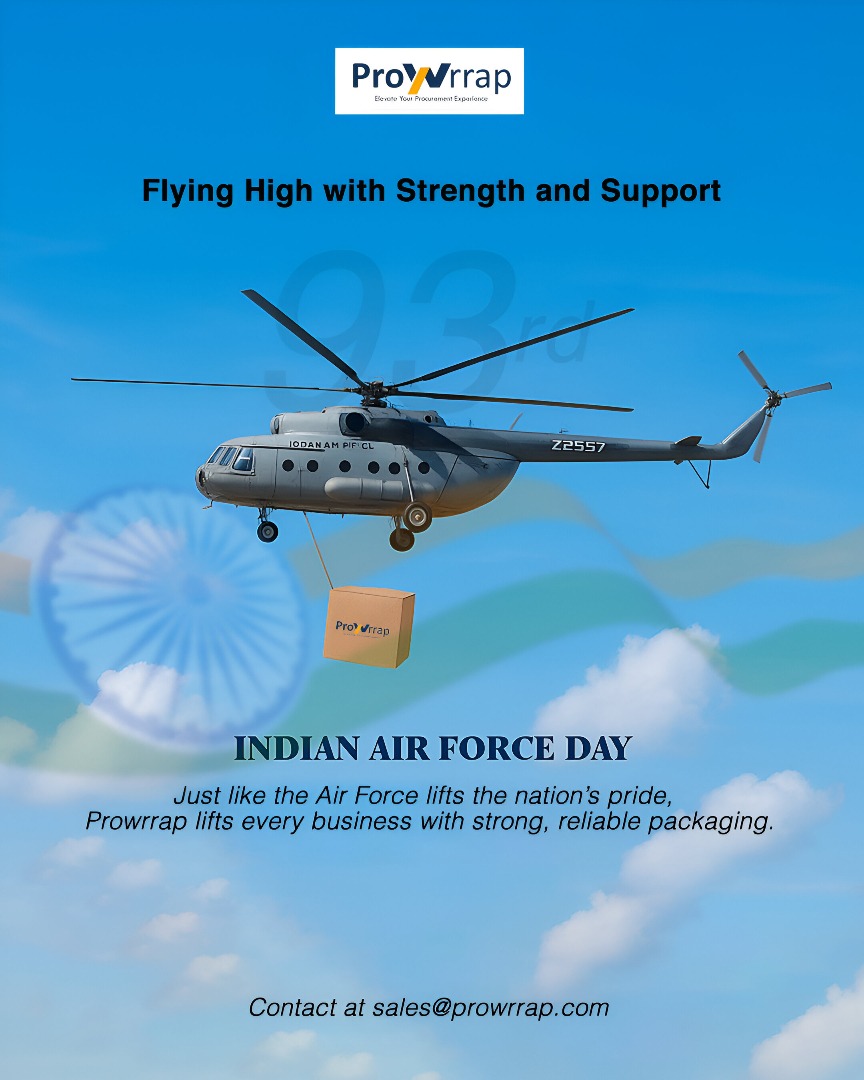 prowrrap's tweet photo. Saluting the skies and the spirit of strength 🇮🇳

This Indian Air Force Day, we honour the courage that lifts our nation

At @prowrrap , we promise to uplift your business with the same power and reliability.

#IndianAirForceDay #Prowrrap #StrengthInSupport #ReliablePackaging https://t.co/B83eSeLMMf