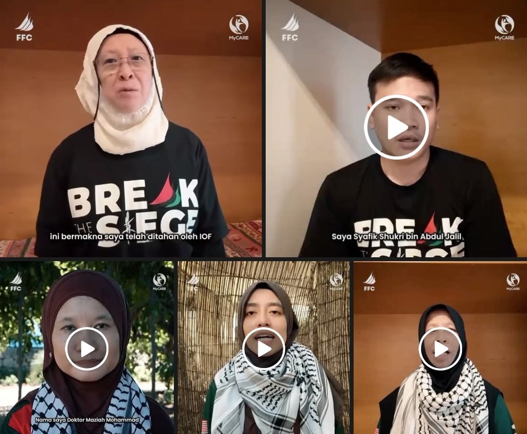 BlackBea42's tweet photo. SOS VIDEO FROM CONSCIENCE SHIP MEMBERS
FFCxTMTG ships have been intercepted

1. Dr Fauziah Mohd Hasan
2. Syafik Syukri Abdul Jalil 
3. Dr Maziah Mohammad (Kapal Umm Said (Maiden))
4. Dr Ili Syakira Mohd Suhaimi 
5. Norsham Abu Bakar 

https://t.co/RRqZyD9QtV
#GlobalSumudFlotilla https://t.co/dPtmcLuchj