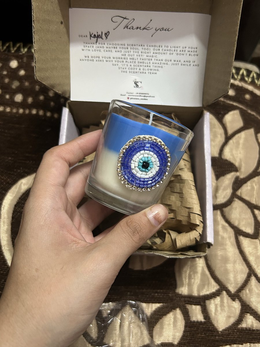 Kajalgosain's tweet image. Got this cutest candle 🕯️🧿✨