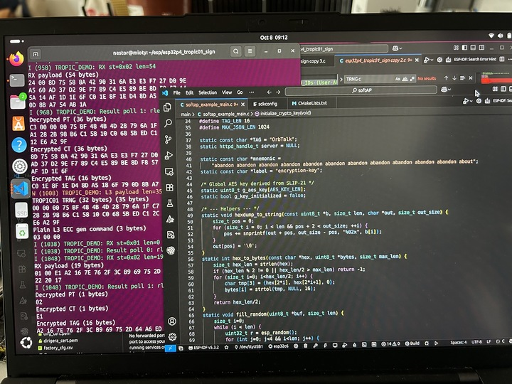 tomfuerstner's tweet image. My contribution to counter privacy attacks in communication: Oorb. I bought @TropicSquare secure elements, built a breakout board for most #Espressif ESP32-C/P series chips, implemented SLIP-0010, and derived hierarchical deterministic symmetric keys for encryption. I wrote…