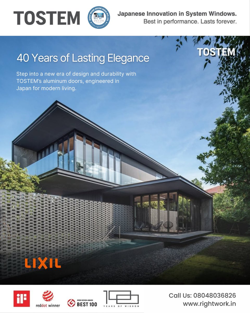 RightWorkDecor's tweet image. 40 Years of Lasting Elegance – Powered by Advanced TEXGUARD Surface Technology
Step into a new era of design and durability with TOSTEM’s aluminum doors, engineered in Japan for modern living. Featuring the exclusive TEXGUARD surface coating.
#TOSTEMDoors #AluminumDoors #TEXGUARD