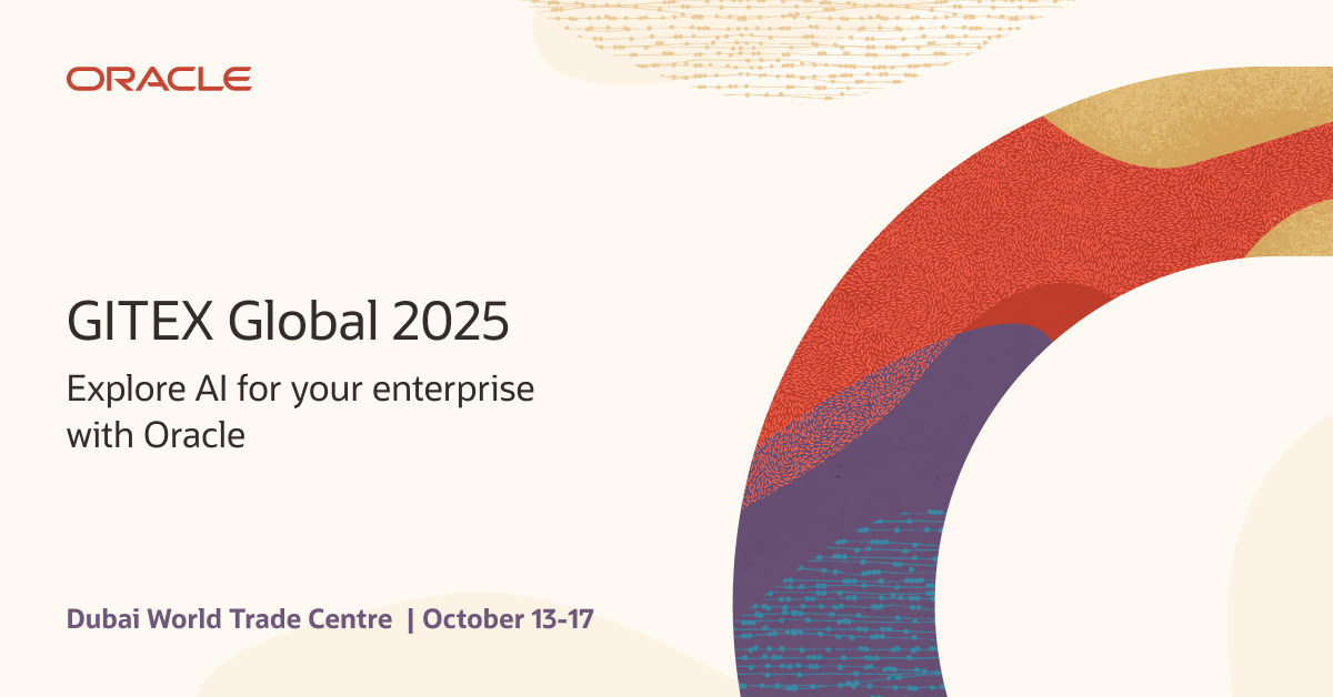 OracleRules's tweet image. Explore Enterprise-ready AI solutions with Oracle at #GITEXGlobal 2025 in Dubai from 13 to 17 Oct.
Visit @Oracle_ME at Hall 4, Stand C50, @GITEX_GLOBAL.
social.ora.cl/6017Aq5Ub