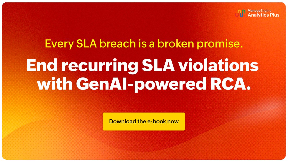 manageengine's tweet image. Recurring SLA breaches erode your service desk&apos;s efficiency, and manual RCA often overlooks patterns behind these failures.

GenAI-powered RCA uncovers systemic issues, delivers proactive fixes, and helps technicians boost service efficiency.

mnge.it/qQbc3
