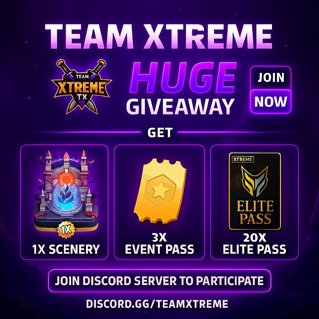🔥Huge Giveaway🎁✨
To participate :-
1. Like and Retweet 🔁
2. Tag 3 Friends
3. Join Discord Server
discord.gg/greJBvDdK2
. 
discord.gg/greJBvDdK2

#ClashOfClans #giveaways #GiveawayAlert #eventpass #Scenery