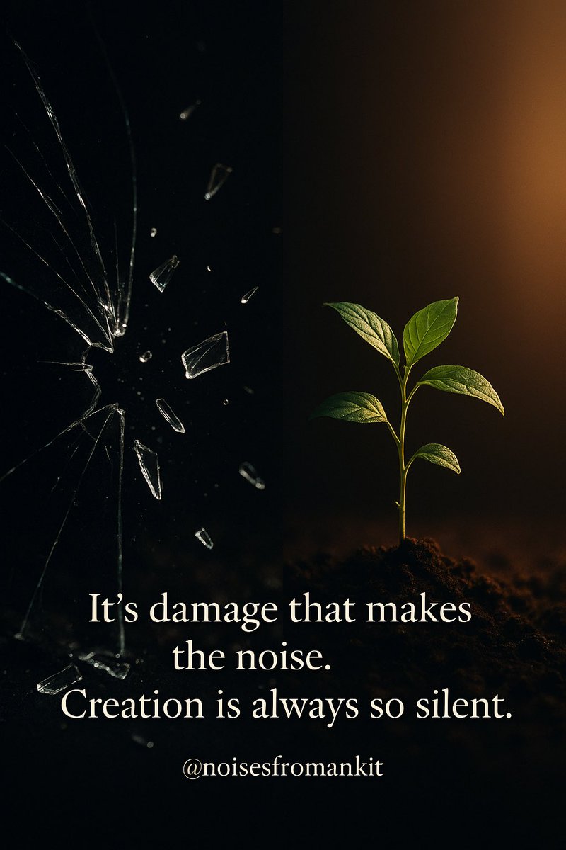 noisesfromankit's tweet photo. In business and in life, destruction is often loud — but creation happens in silence.
Progress doesn’t announce itself; it simply endures. https://t.co/ztuZmBibx1
